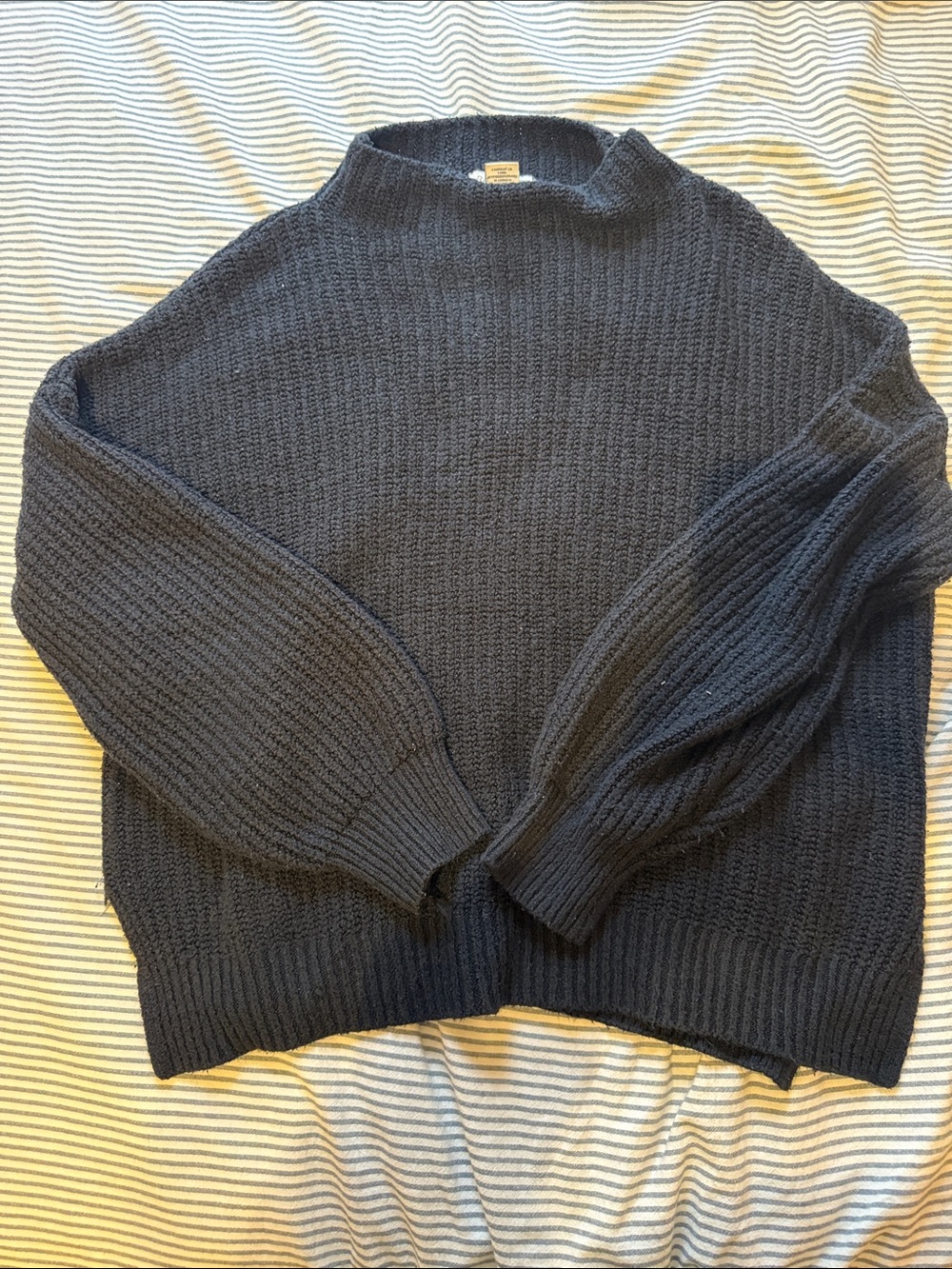 Rachel Zoe Black Textured High Neck Sweater